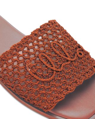 Women&#39;s Flower Raffia Slide Sandals