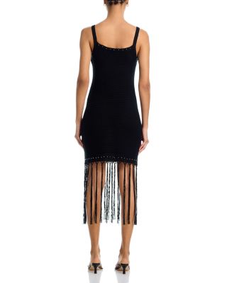 Stud Fringe Knit Crochet Mini Dress - Exclusive