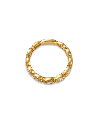 Diamond Oval Bezel Band Ring in 14K Yellow Gold, 0.38 tcw