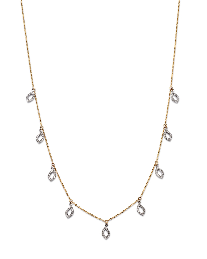 Bloomingdale's Fine Collection Diamond Droplet Station Necklace In 14k White & Yellow Gold, 0.82 Ct. T. W.