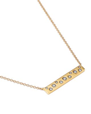 Diamond Scattered Bar Necklace in 14K Yellow Gold, 0.26 tcw