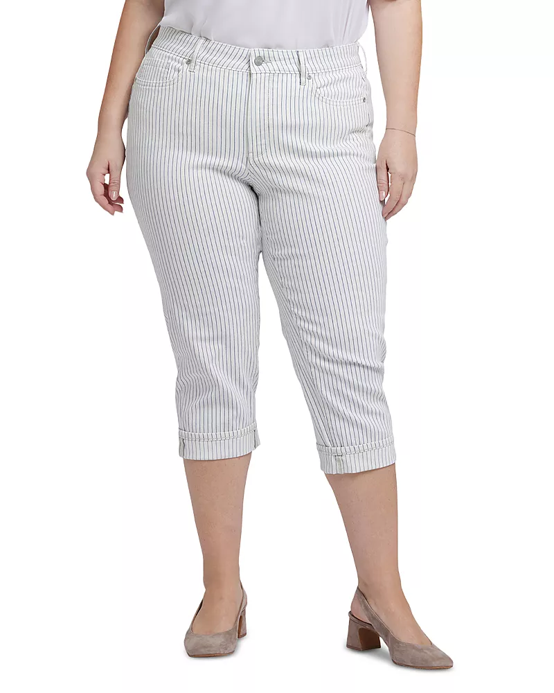 Nydj Plus Marilyn Straight Crop Jeans in Palencia Stripe