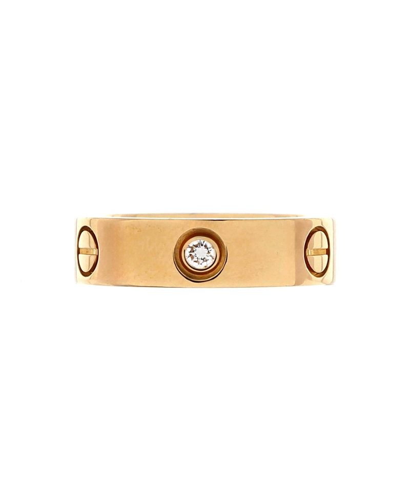 Pre-owned Pre-owned Cartier Cartier Love 3 Diamonds Band Ring 18k Rose Gold With Diamonds