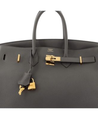 Birkin 35 Handbag Grey Togo with Gold Hardware