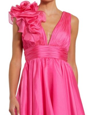  Ruffle V Neck Fit & Flare Mini Dress