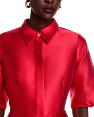 Gazar Border Print Puff-Sleeve Dress