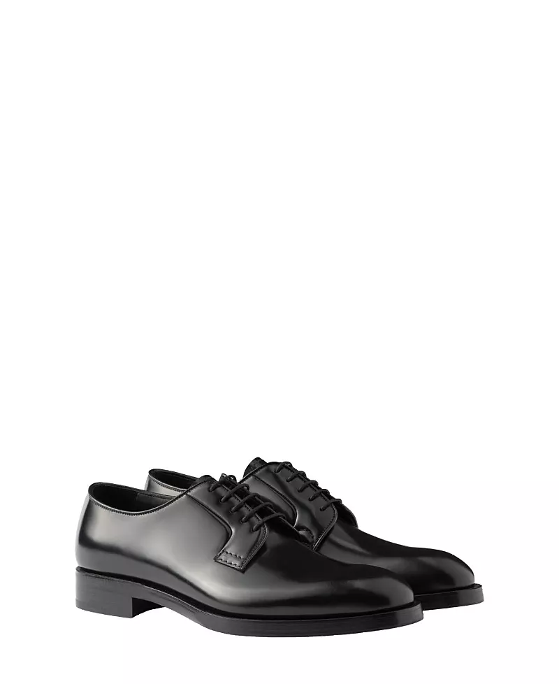 Prada Men's Brushed Leather Lace-Up Shoes