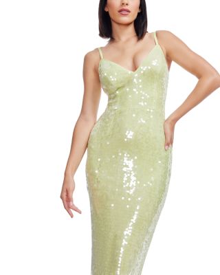 Megan Sequin V Neck Midi Dress