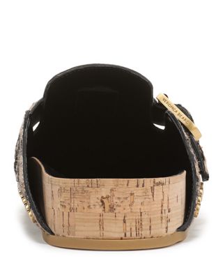 Women's Fern Leopard Print Calf Hair Studded Clogs