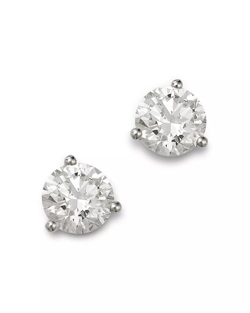 Bloomingdale's Fine Collection Luxe Collection Certified Diamond Stud Earrings in 14K White Gold, 3.0 tcw