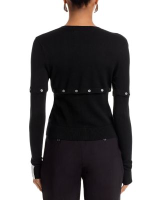 Multi Button Crewneck Cardigan Sweater