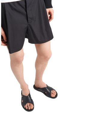 Men's Leather Crisscross Slides