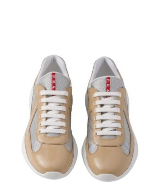 Men's Patent Leather and Technical Fabric America's Cup Sneakers in Neutral