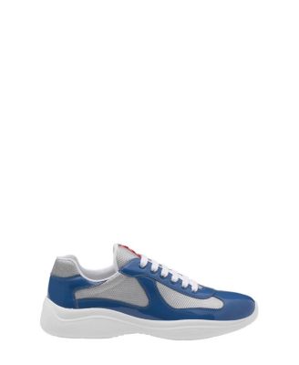 Men's Patent Leather and Technical Fabric America's Cup Sneakers in Dark Blue