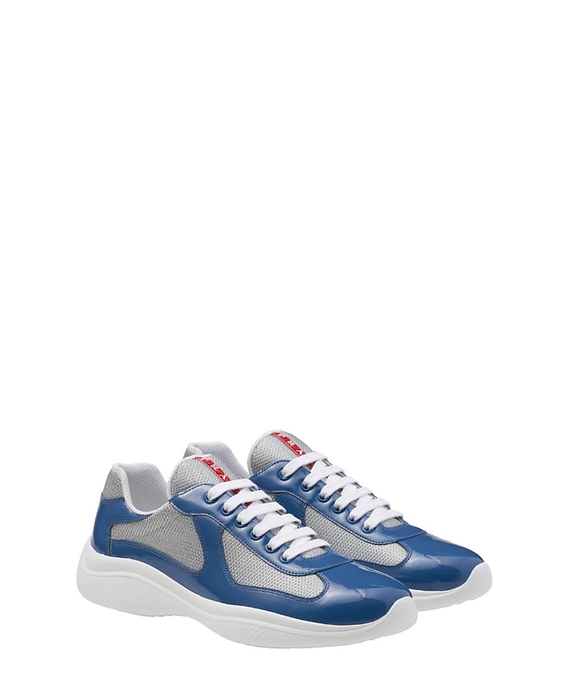 Prada Round Head Low-cut Sneakers In Blue