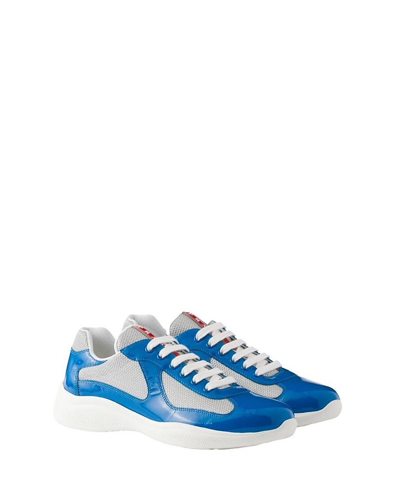 Prada Round Head Low-cut Sneakers In Blue