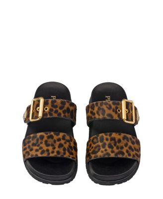 Women's Printed Leather Slides