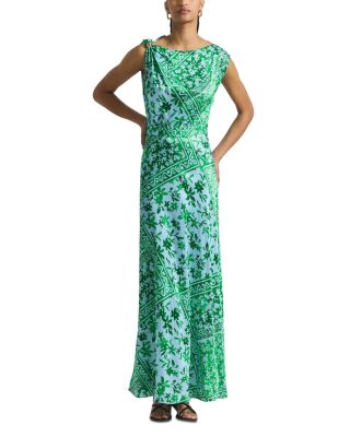 Maritza Watercolor Tile Print Asymmetric Dress