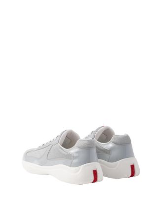 Men's Patent Leather and Technical Fabric America's Cup Sneakers in Grey