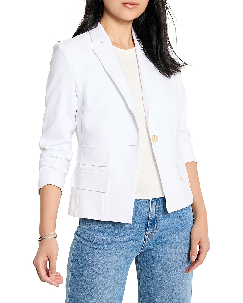 Nic + Zoe Seasonless Cotton Double Pocket Blazer In Paper White In White