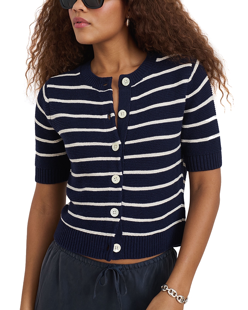 Alex Mill Elle Striped Sweater In Cotton Linen In Black