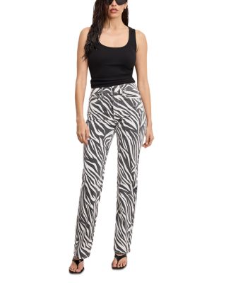 Good Icon High Rise Straight Jeans in Cloud White Zebra