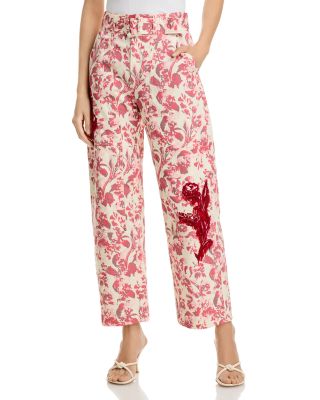 Cinq à Sept - Floral Print Embroidered Pants