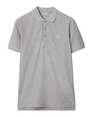 Eddie Cotton Piqu&eacute; Equestrian Knight Embroidered Slim Fit Check Placket Polo Shirt