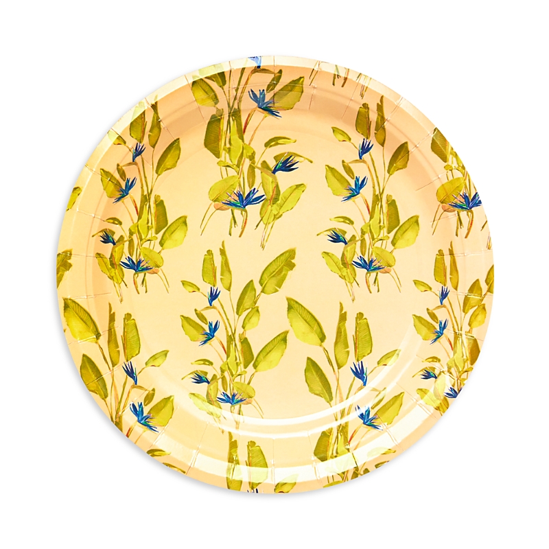 CONIGLIO PALM BEACH BIRD OF PARADISE FADED BANANA PAPER DESSERT PLATES, 8 PACK