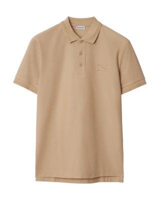 Eddie Cotton Piqu&eacute; Equestrian Knight Embroidered Slim Fit Check Placket Polo Shirt