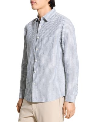  Irving Long Sleeve Linen Shirt in Summer Stripe