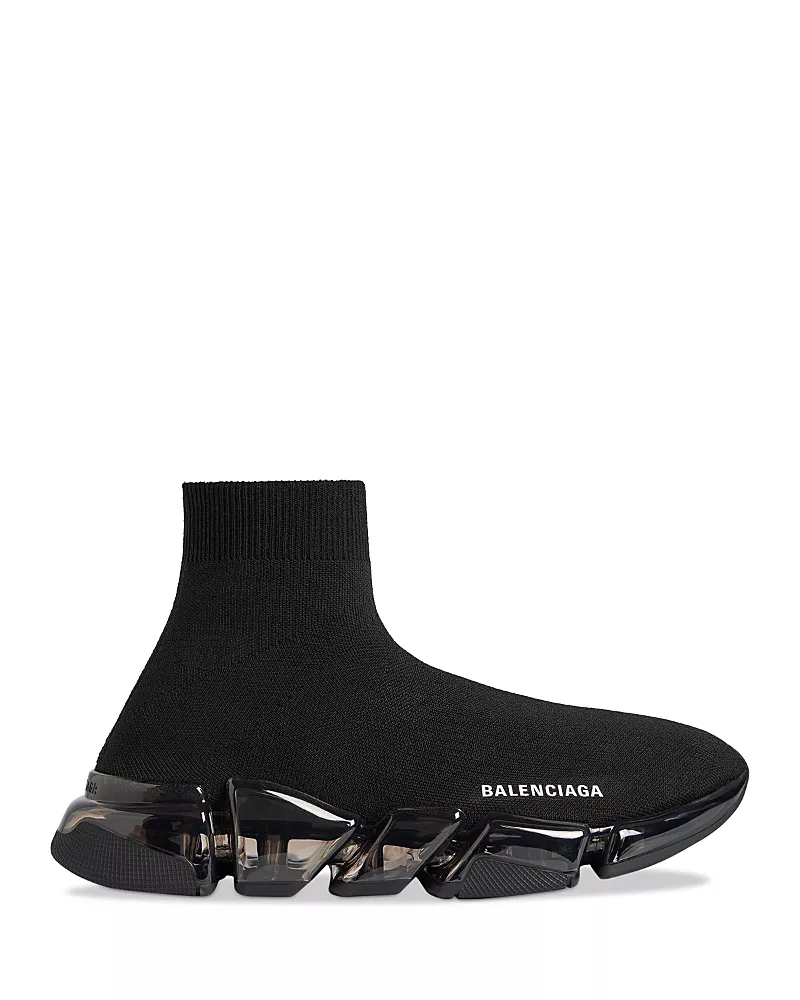Balenciaga Men's Speed 2.0 Full Clear Sole Knit Sneakers