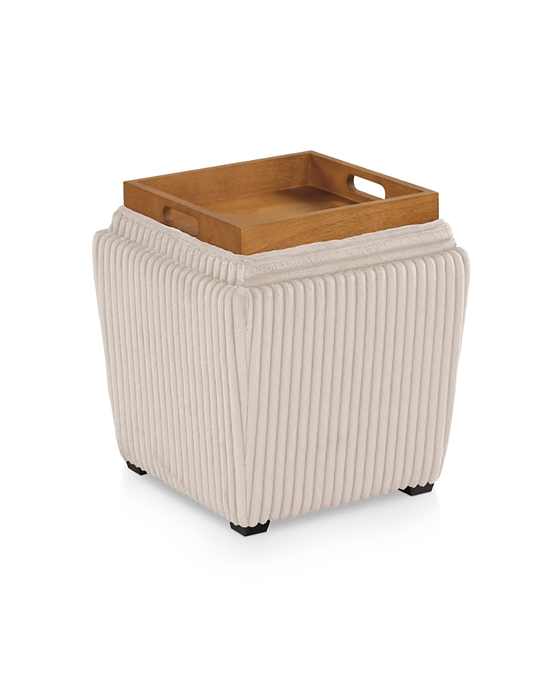 Furniture Of America Lyla Chenille Square Storage Ottoman With Tray In Gray