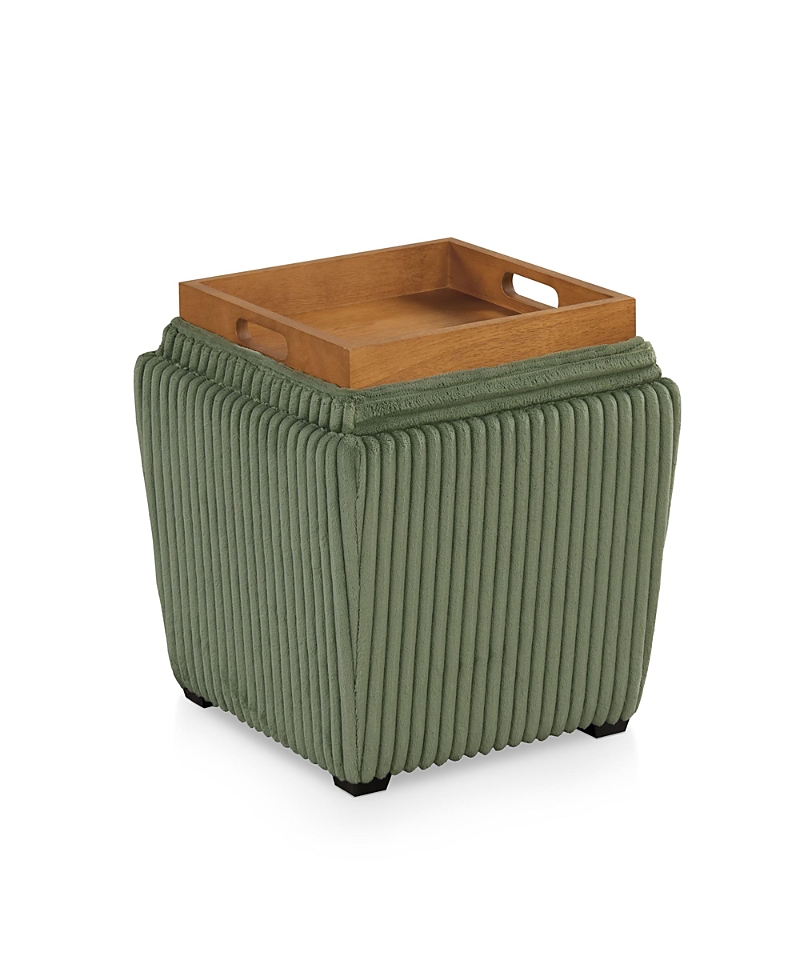 Furniture Of America Lyla Chenille Square Storage Ottoman With Tray