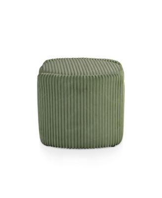 Lyla Chenille Round Storage Ottoman with Reversible Cushion
