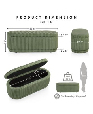 Lyla Chenille Oval Storage Bench