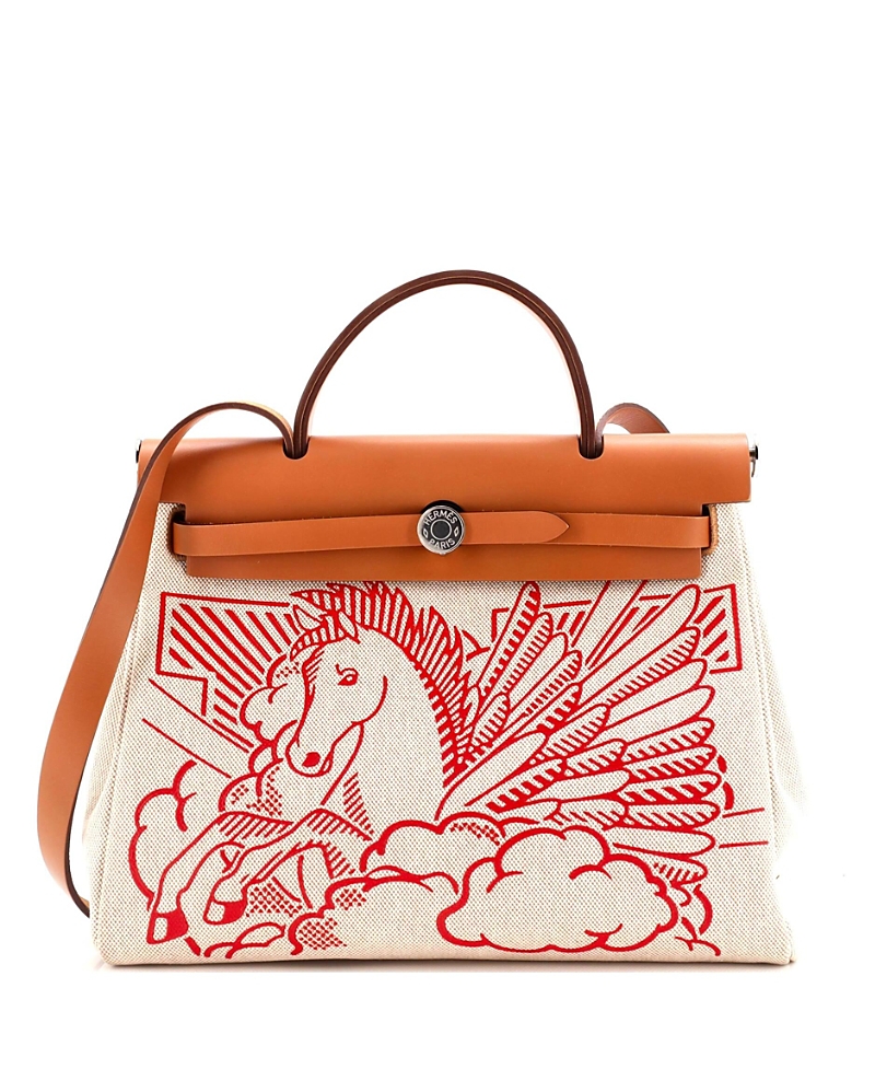 Pre-owned Pre-owned Hermes Hermes 31 Herbag Zip Pegase Pop Toile And Leather