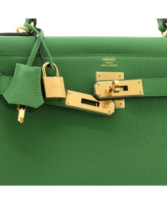 Kelly 28 Handbag Green Togo with Gold Hardware