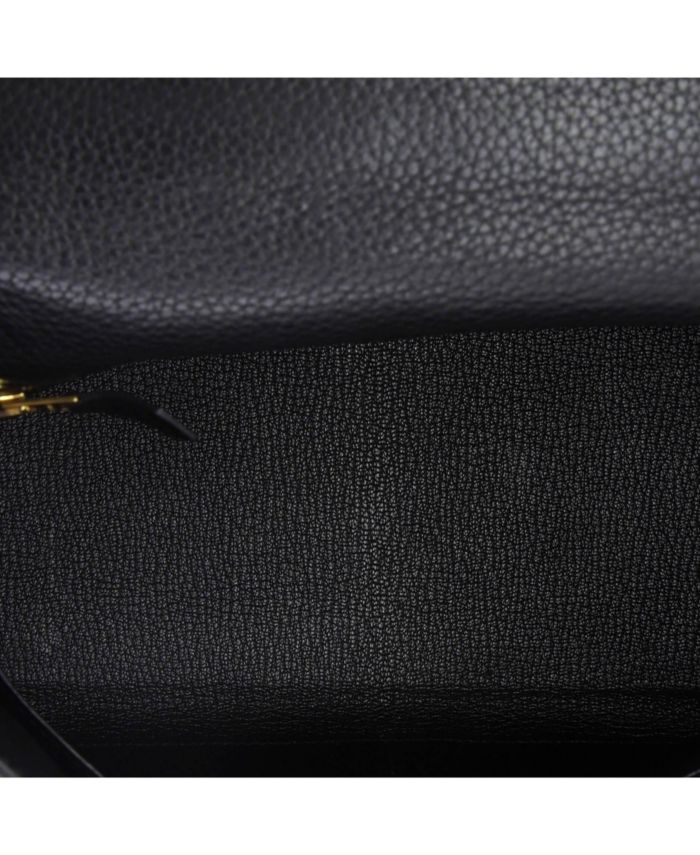 Kelly 32 Handbag Black Clemence with Gold Hardware