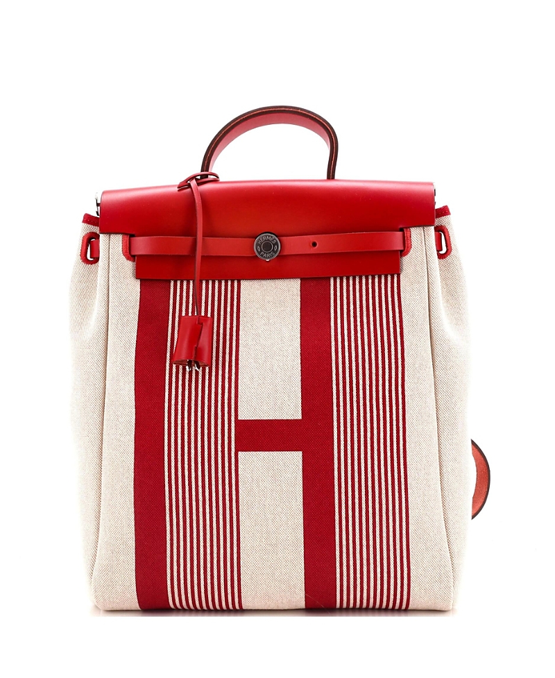 PRE-OWNED HERMES PRE-OWNED HERMES HERBAG A DOS ZIP BACKPACK H VIBRATION TOILE AND LEATHER