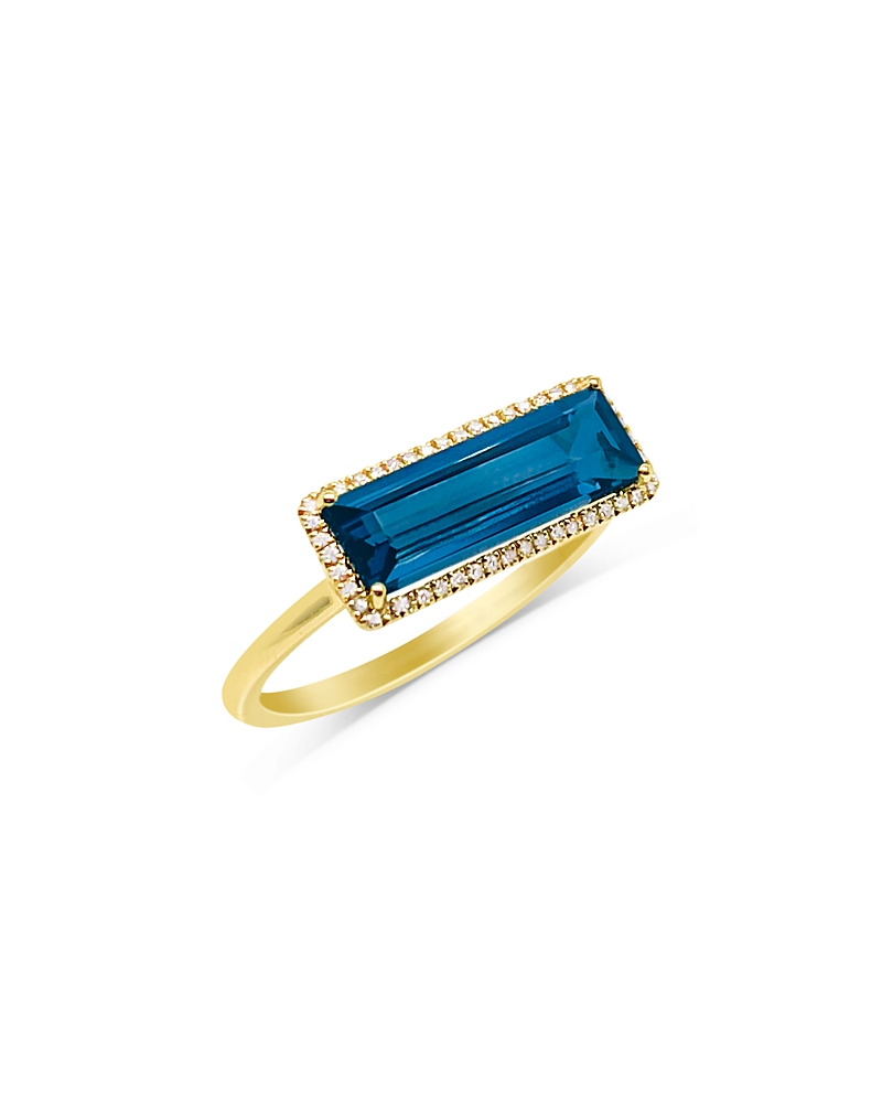 Meira T 14k Yellow Gold London Blue Topaz & Diamond Ring