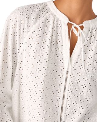 Broderie Split Neck Blouse