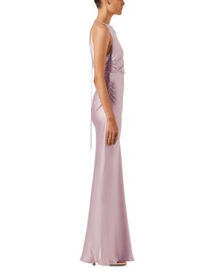 La Lune High Neck Ruched Gown