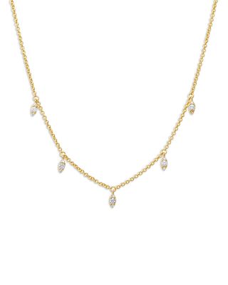 By Adina Eden Cubic Zirconia Marquise Dangling Shaker Necklace, 16"-18 ...