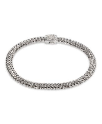 Classic Chain Sterling Silver Extra Small Bracelet with Diamond Pav&eacute;