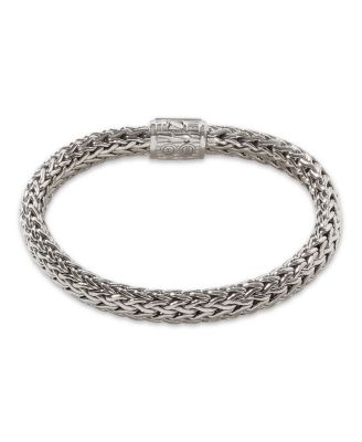 Classic Chain Sterling Silver Medium Bracelet with Diamond Pav&eacute;