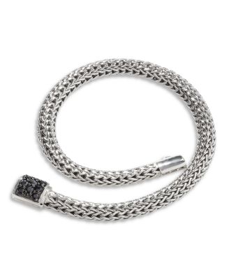 Sterling Silver Icon Bracelet with Pav&eacute; Black Sapphire, 5mm