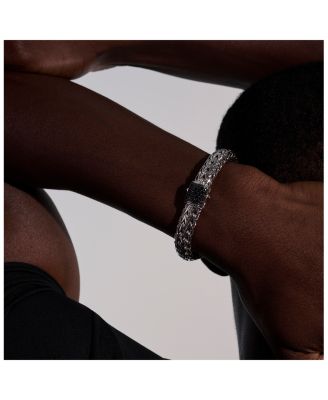 Sterling Silver Icon Bracelet with Pav&eacute; Black Sapphire, 10.5mm