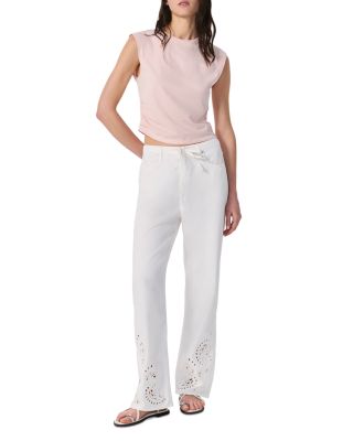 Ultra Featherweight Phoebe High Rise Drawstring Jeans in White Eyelet