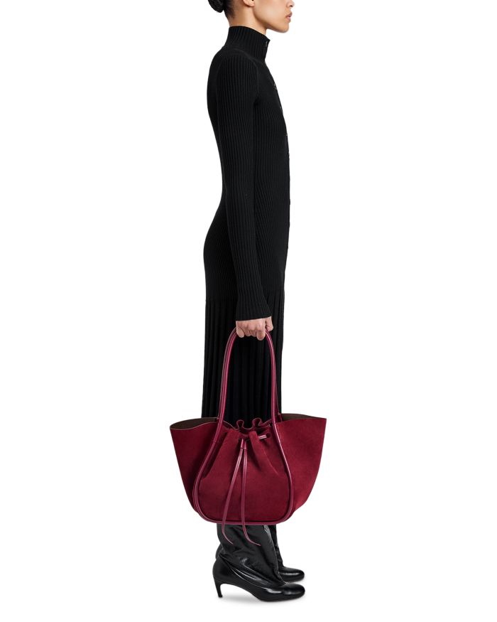 Large Ruched Tote in Suede